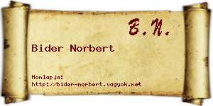 Bider Norbert névjegykártya